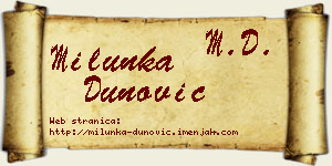 Milunka Dunović vizit kartica